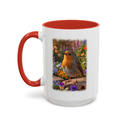 Robin Rosi Flower Bed Mug - Cute Backyard Bird Watcher Gift