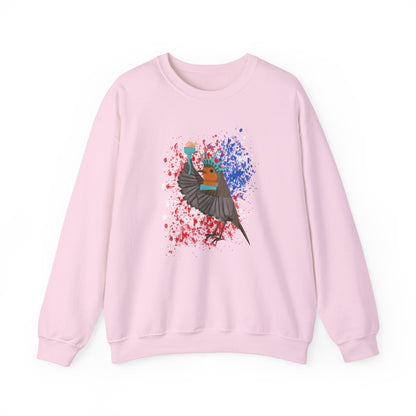 Robin 4th of July Independence Day Statue of Liberty Bird Watcher Biologist Crewneck Sweatshirt