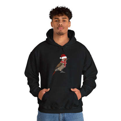 Northern Flicker Christmas Bird with Santa Hat Birdwatcher Birdlover Hoodie