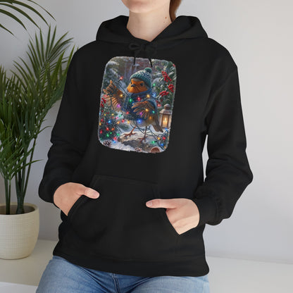 Premium Hoodie Rosi Rotkehlchen und die Lichterkette im Garten