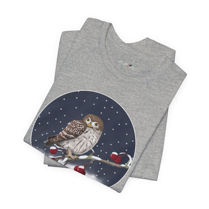 Owl on a Winter Branch Birdwatcher Christmas Bird T-Shirt