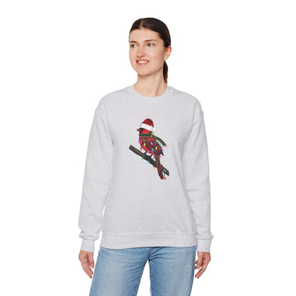 Cardinal with Fairy Lights Santa Claus Christmas Bird Sweatshirt