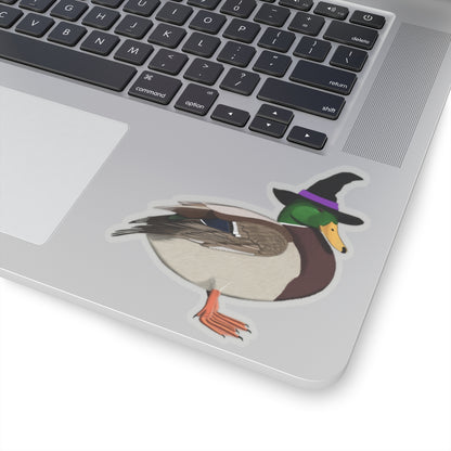 Mallard Halloween Witch Hat Bird Sticker