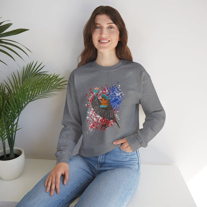 Robin 4th of July Independence Day Statue of Liberty Bird Watcher Biologist Crewneck Sweatshirt