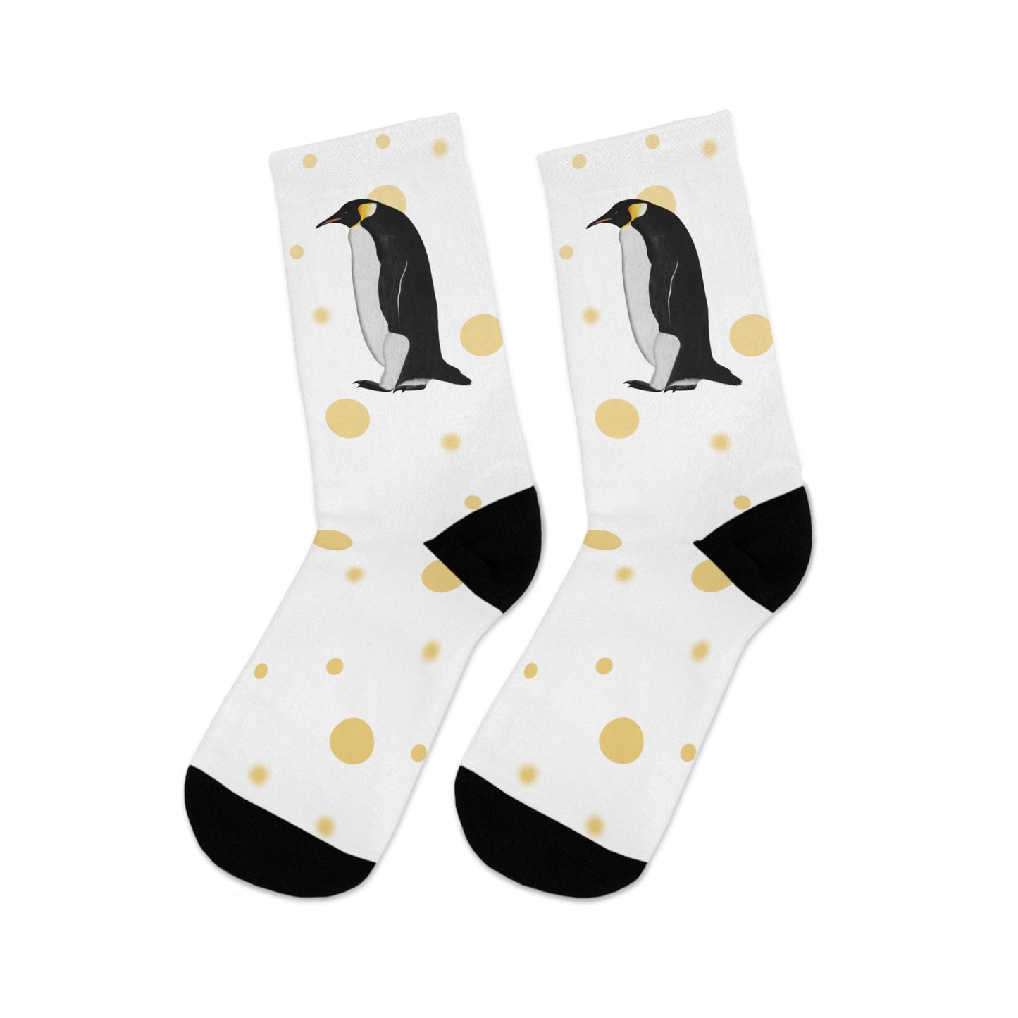 Penguin with Golden Dots Birding & Birdwatching Bird Socks White