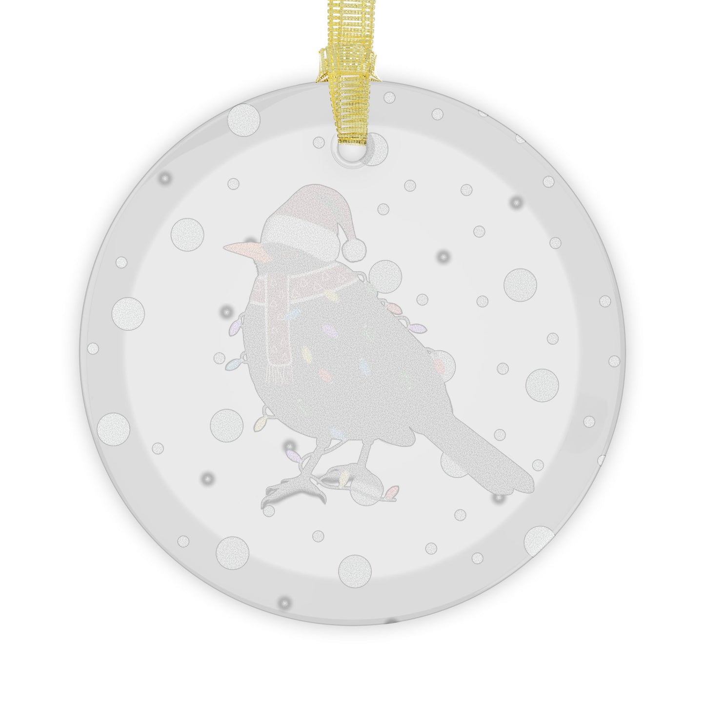 Blackbird as Santa Claus with Fairy Lights Christmas Glass Ornament