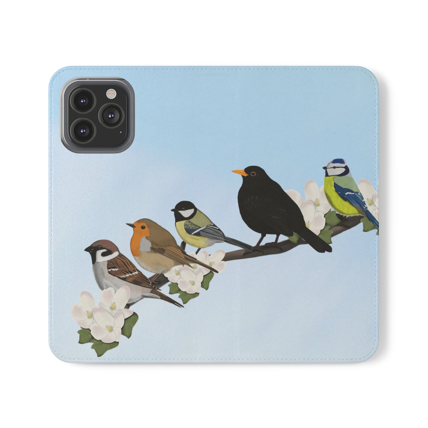 Garden Bird Blackbird Sparrow Chickadee Phone Flip Case