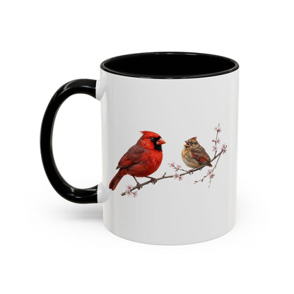 Northern Cardinal & Fledgling Two-Tone Mug | Spring Bird Lover Gift