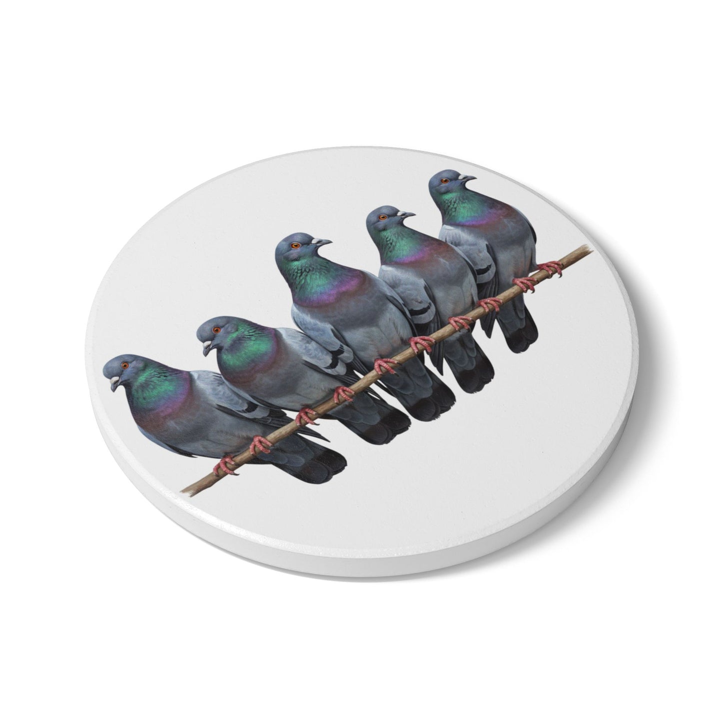 Tauben Keramik-Untersetzer Vogelmotiv Weiß