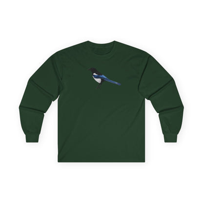 Magpie Birding & Birdwatching Bird Cotton Long Sleeve T-Shirt