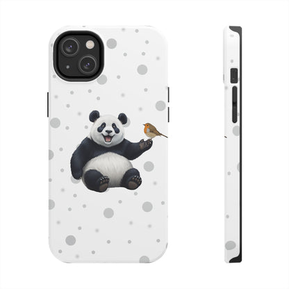 Cute Panda Bear with European Robin Animal iPhone Case - Dual-Layer PC/TPU Protective Cover for iPhone