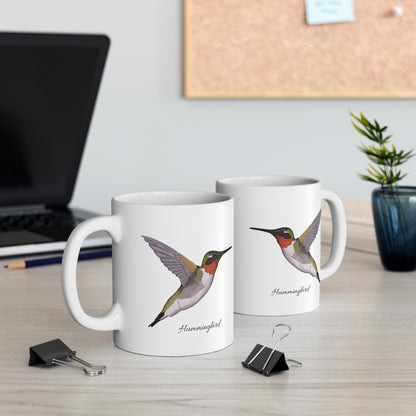 Hummingbird Bird Ceramic Mug Birdwatcher White