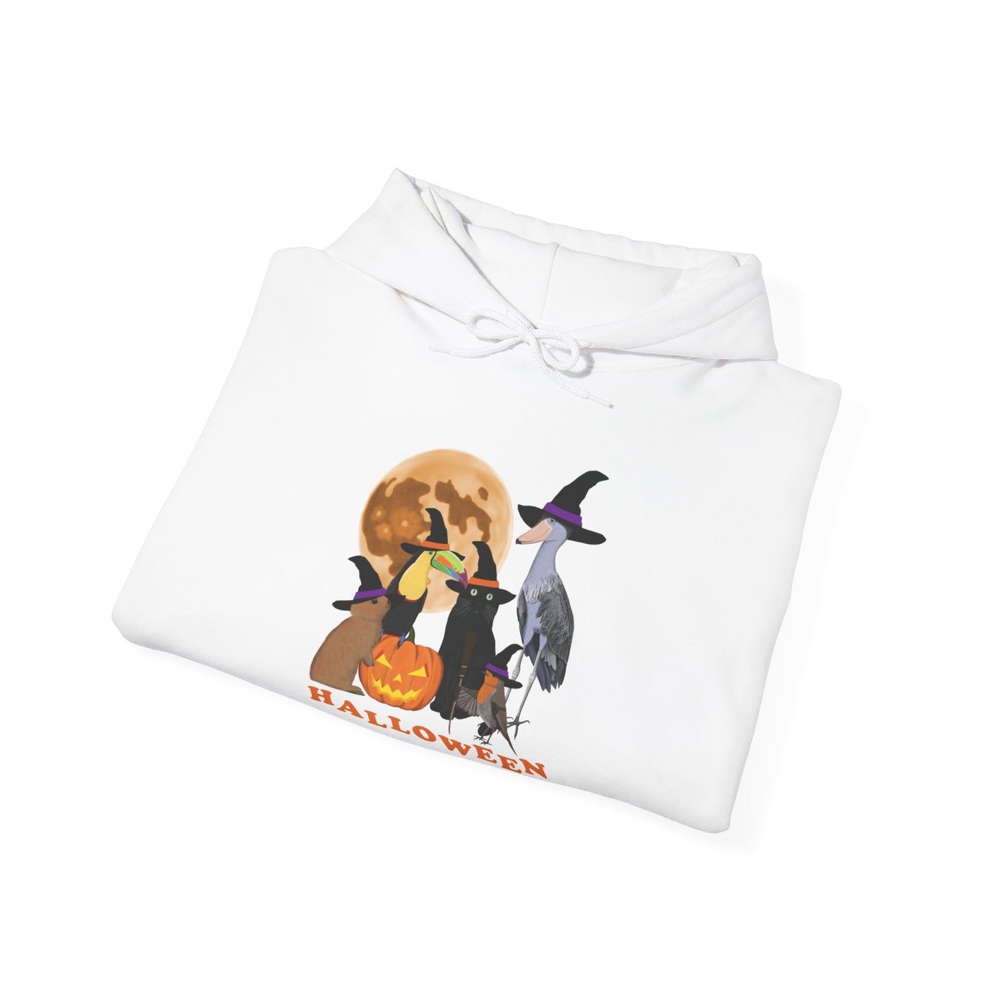 Toucan Robin Shoebill with Cat and Bunny Halloween Bird Hoodie