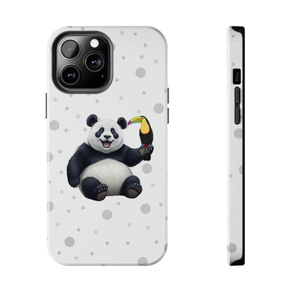 Cute Panda Bear with a Toucan Animal iPhone Case - Dual-Layer PC/TPU Protective Cover for iPhone