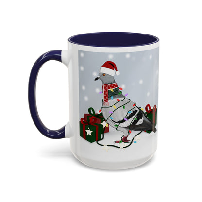 Pigeon with Christmas Hat and Scarf Snow Bird Coffee Mug