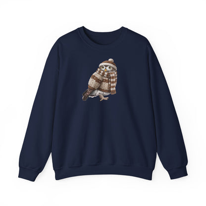 Eule in Strick Weihnachts-Sweatshirt | Unisex Vogel Sweater für Vogelfreunde & Vogelbeobachter