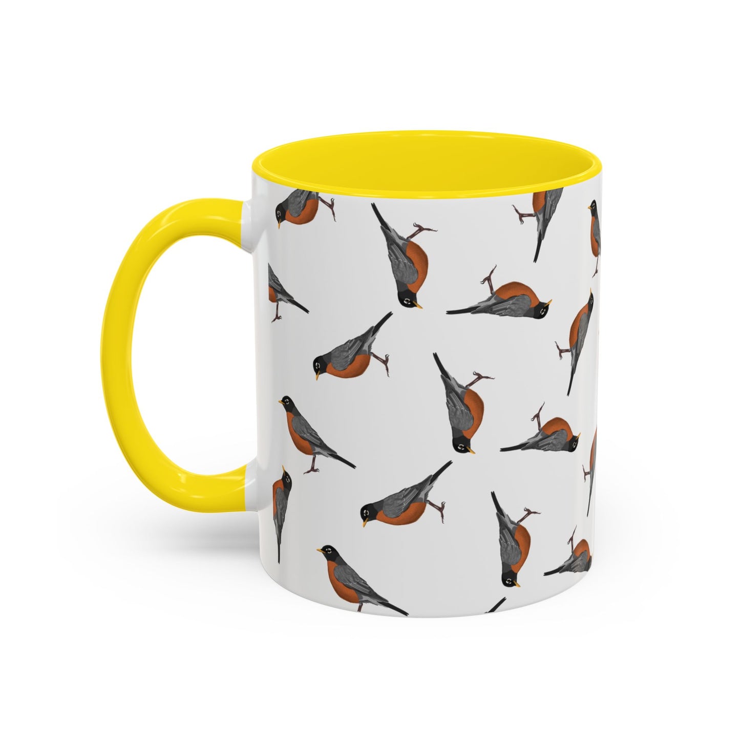 American Robin All-Over Pattern Accent Mug | Colorful Bird Lover Gift for Birdwatchers