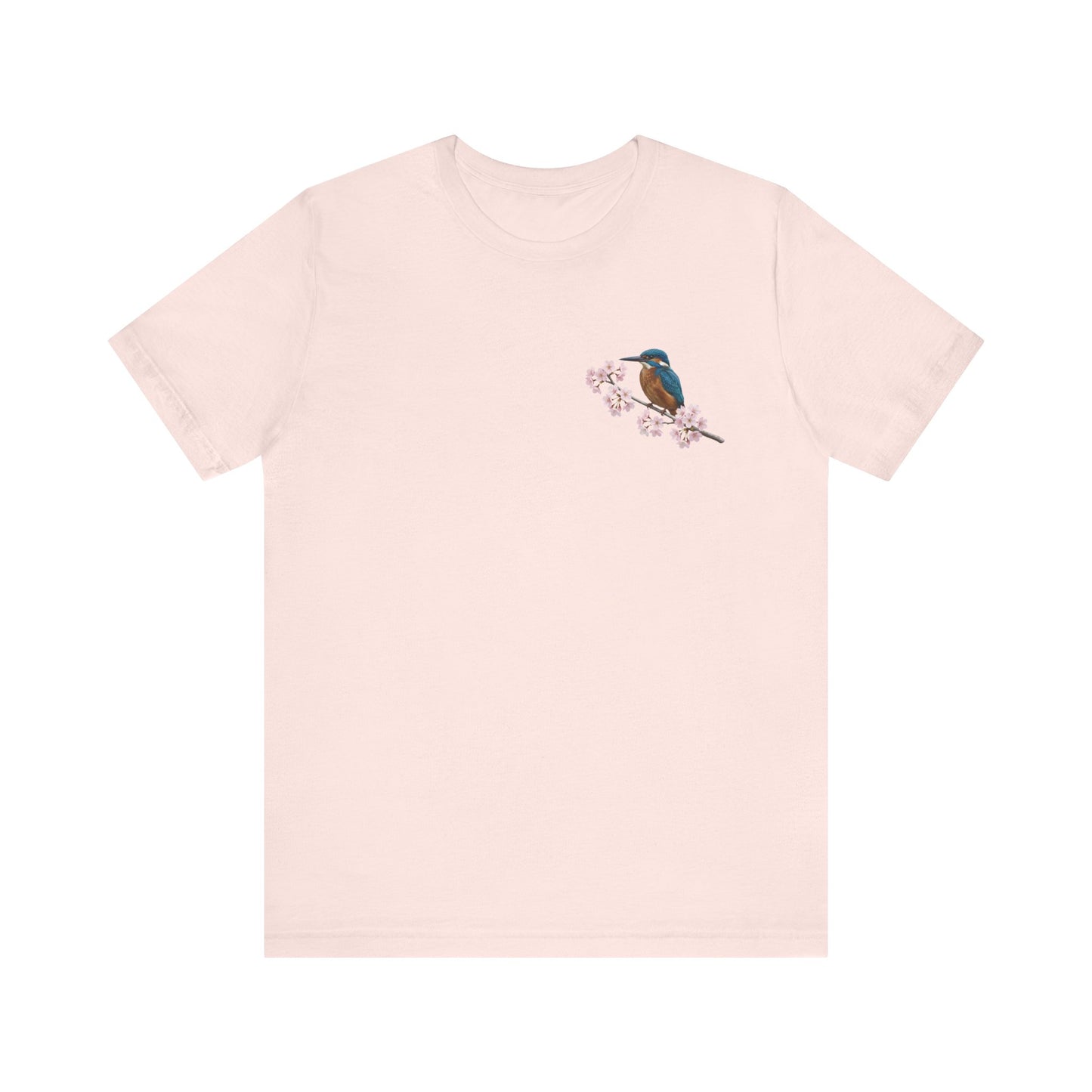Kingfisher Cherry Blossom T-Shirt | Floral Spring Tee for Bird Lovers