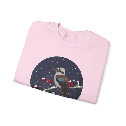 Kookaburra on a Winter Branch Birdwatcher Christmas Bird Sweatshirt