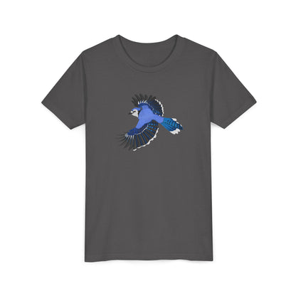 Blue Jay Flying Birding & Birdwatching Bird Youth T-Shirt