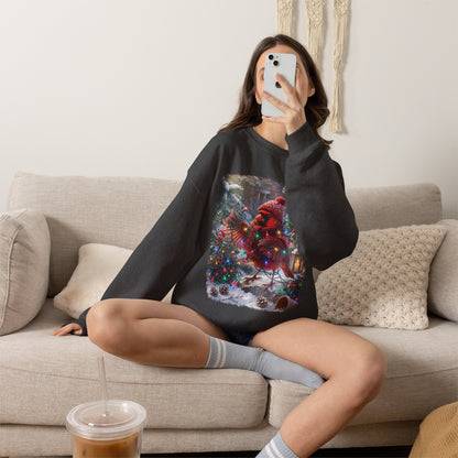 Northern Cardinal Christmas Sweatshirt – Tangled Lights Winter Crewneck
