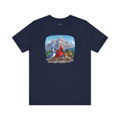 Birds Hiking T-Shirt Funny Cardinal Blue Jay Robin on a Hike Bird Watcher Bird Lover