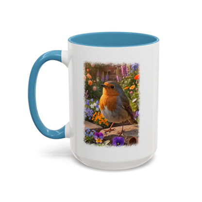 Robin Rosi Flower Bed Mug - Cute Backyard Bird Watcher Gift
