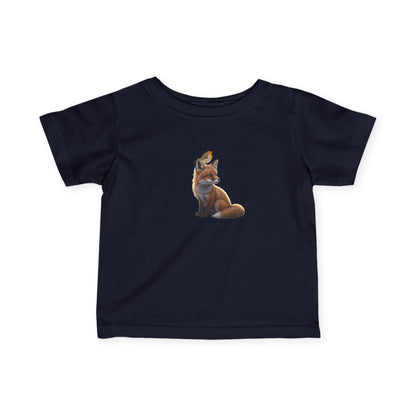 Fuchs mit Rotkehlchen Vogelmotiv Baby T-Shirt Süßes Tiermotiv