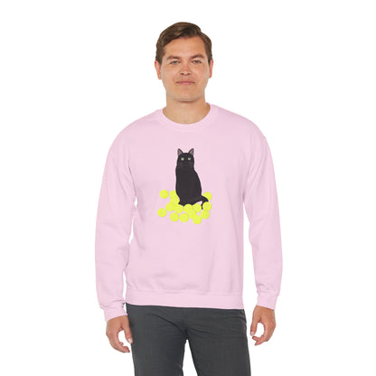 Black Cat with Tennis Balls Cat Lover Sweatshirt