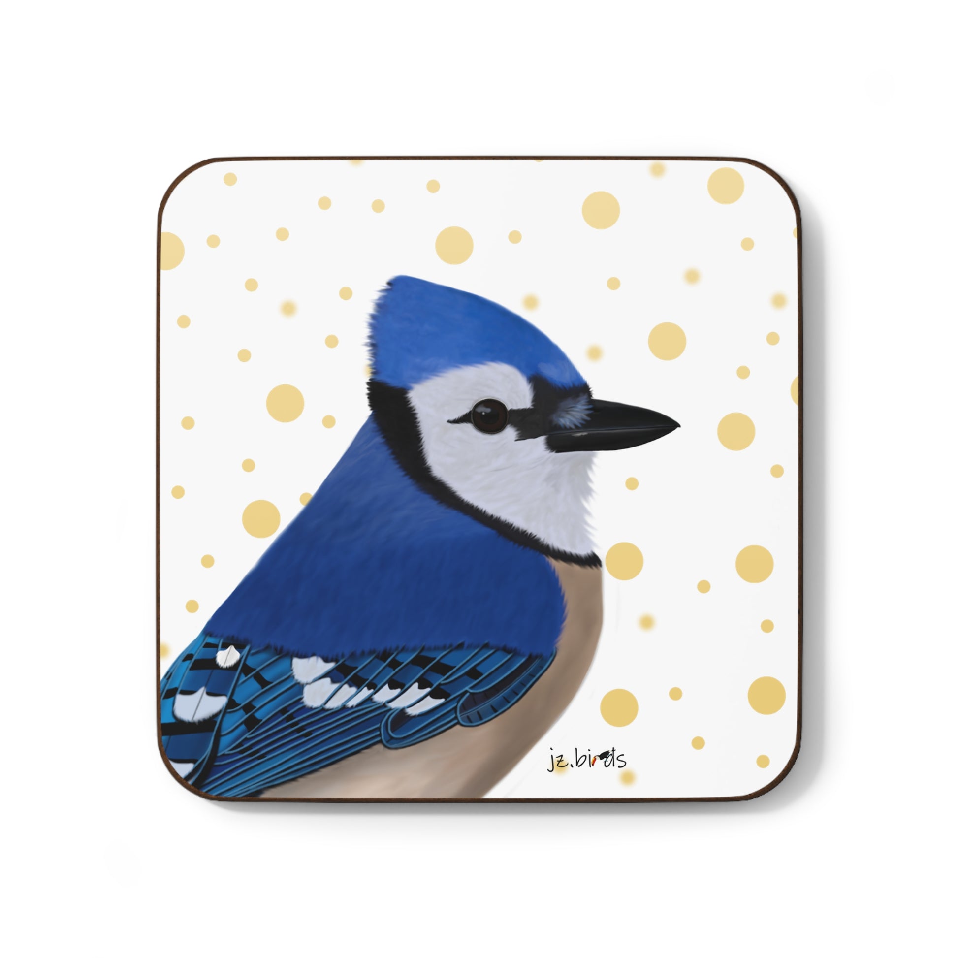 Blue Jay Bird Art Hardboard Coaster