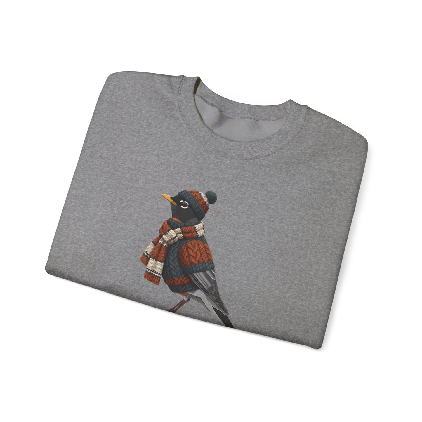 アメリカンロビン ウィンター スウェットシャツ | バードウォッチャー クルーネック | 鳥好きの方へのユニセックス ソングバード ニットギフト