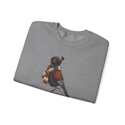 アメリカンロビン ウィンター スウェットシャツ | バードウォッチャー クルーネック | 鳥好きの方へのユニセックス ソングバード ニットギフト