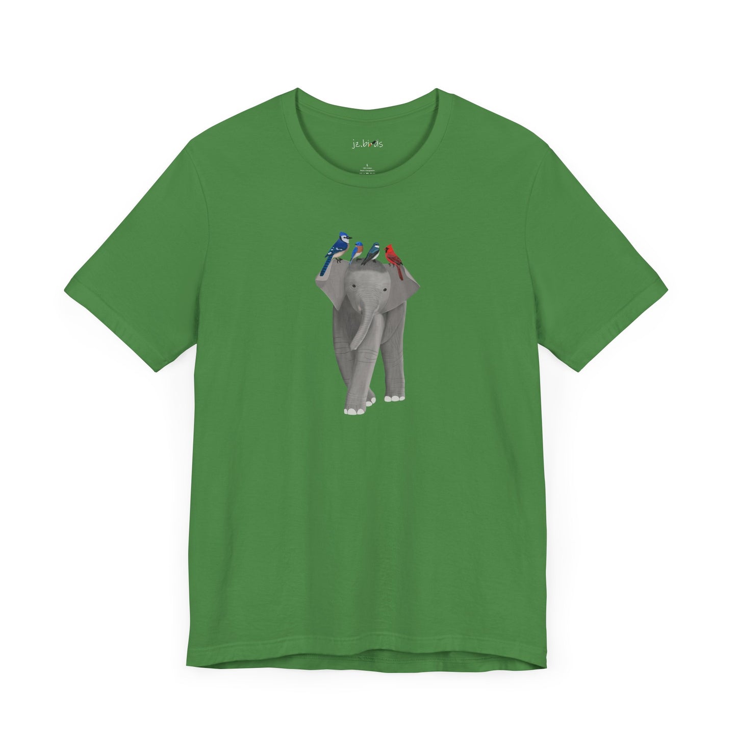 Elephant with Birds Cardinal Blue Jay Bluebird Tree Swallow T-Shirt