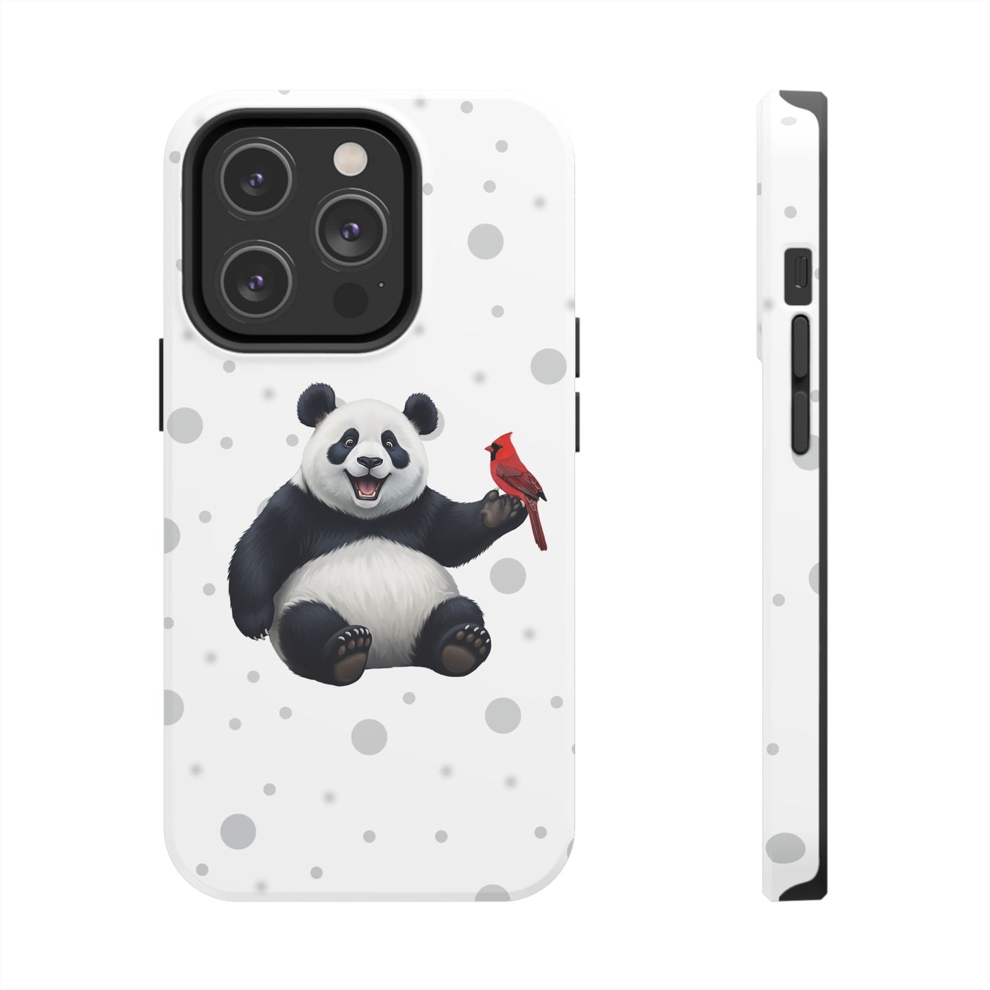 Cute Panda Bear with a Cardinal Animal iPhone Case - Dual-Layer PC/TPU Protective Cover for iPhone