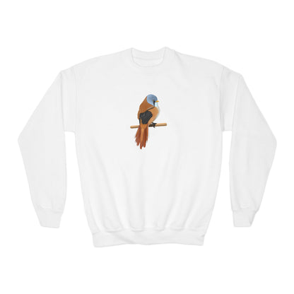 Bearded Reedling Bird Birdwatching Youth Crewneck Sweatshirt