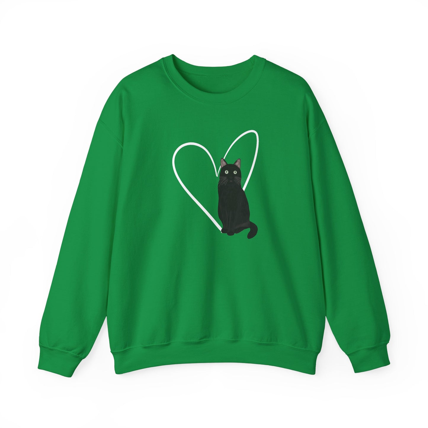 Black Cat with Heart Cat Lover Valentine's Day Sweatshirt