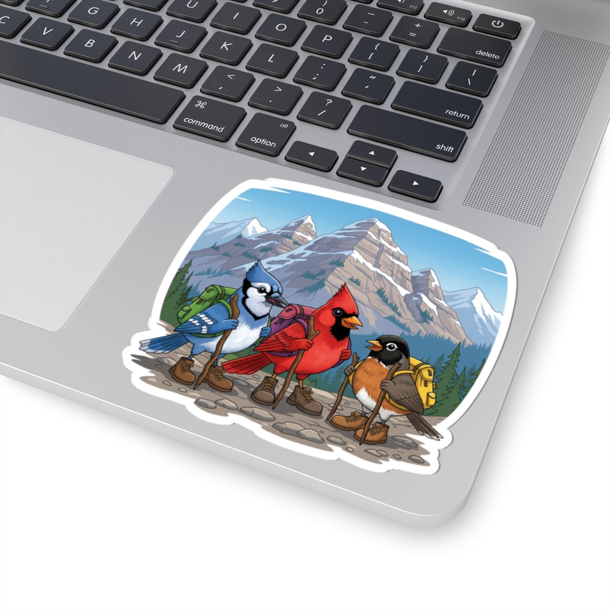 Blue Jay Cardinal Robin Hiking Kiss-Cut Sticker for Bird Watchers and Hiking Lovers