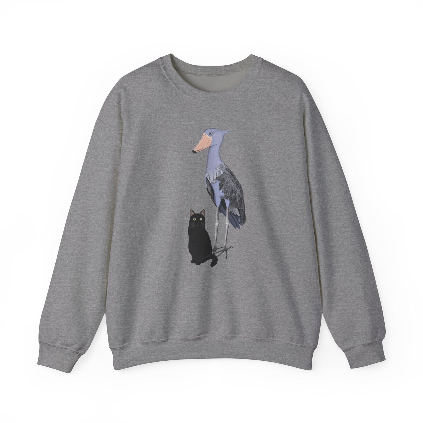 Black Cat with Shoebill Bird Cat Lover Sweatshirt