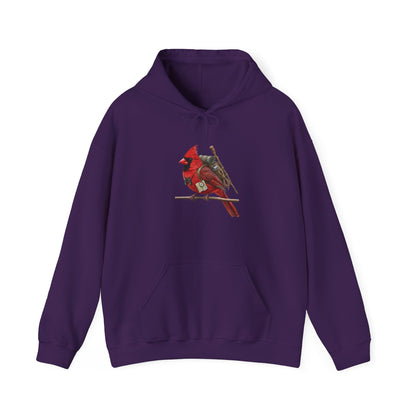 The Hiker Cardinal Hoodie - Adventure Bird with Backpack & Map | Outdoor & Birder Gift