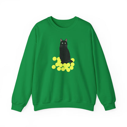 Black Cat with Tennis Balls Cat Lover Sweatshirt