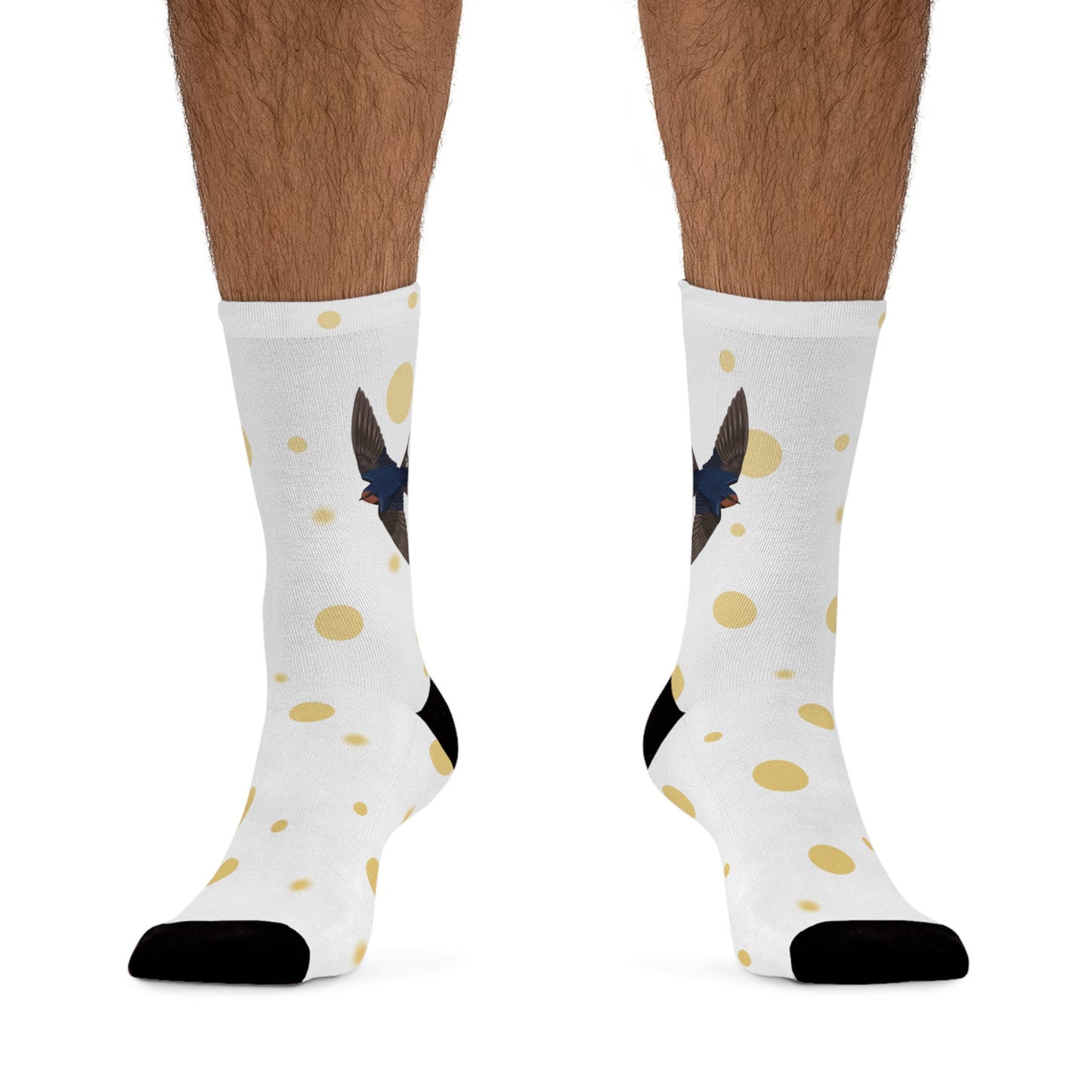 Barn Swallow with Golden Dots Birding & Birdwatching Bird Socks White