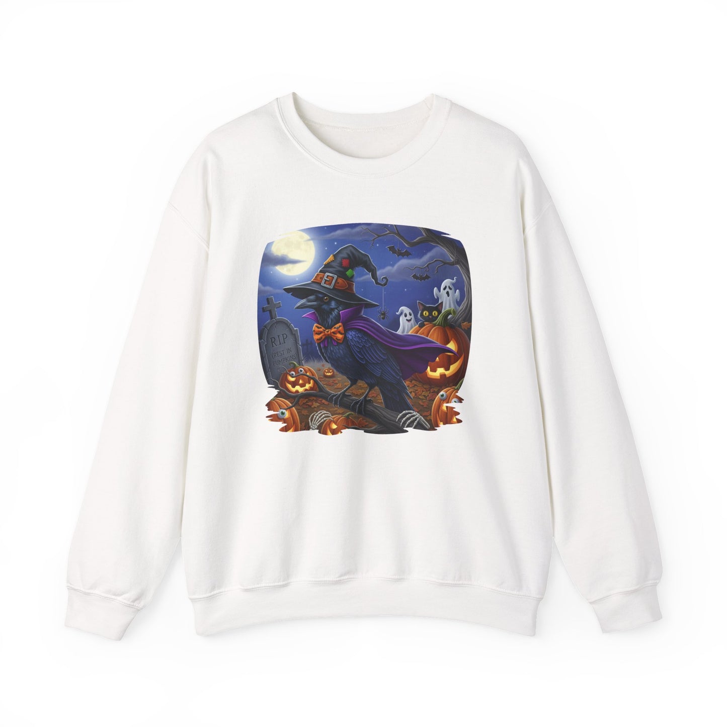Black Raven Halloween Bird Sweatshirt - Spooky Halloween Costume for Bird Lovers
