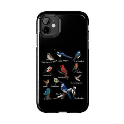 Garden Birds Blue Jay Cardinal Bullfinch Bird Art Tough Phone Case Black