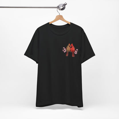 Northern Cardinals Cherry Blossom T-Shirt | Floral Spring Tee for Bird Lovers
