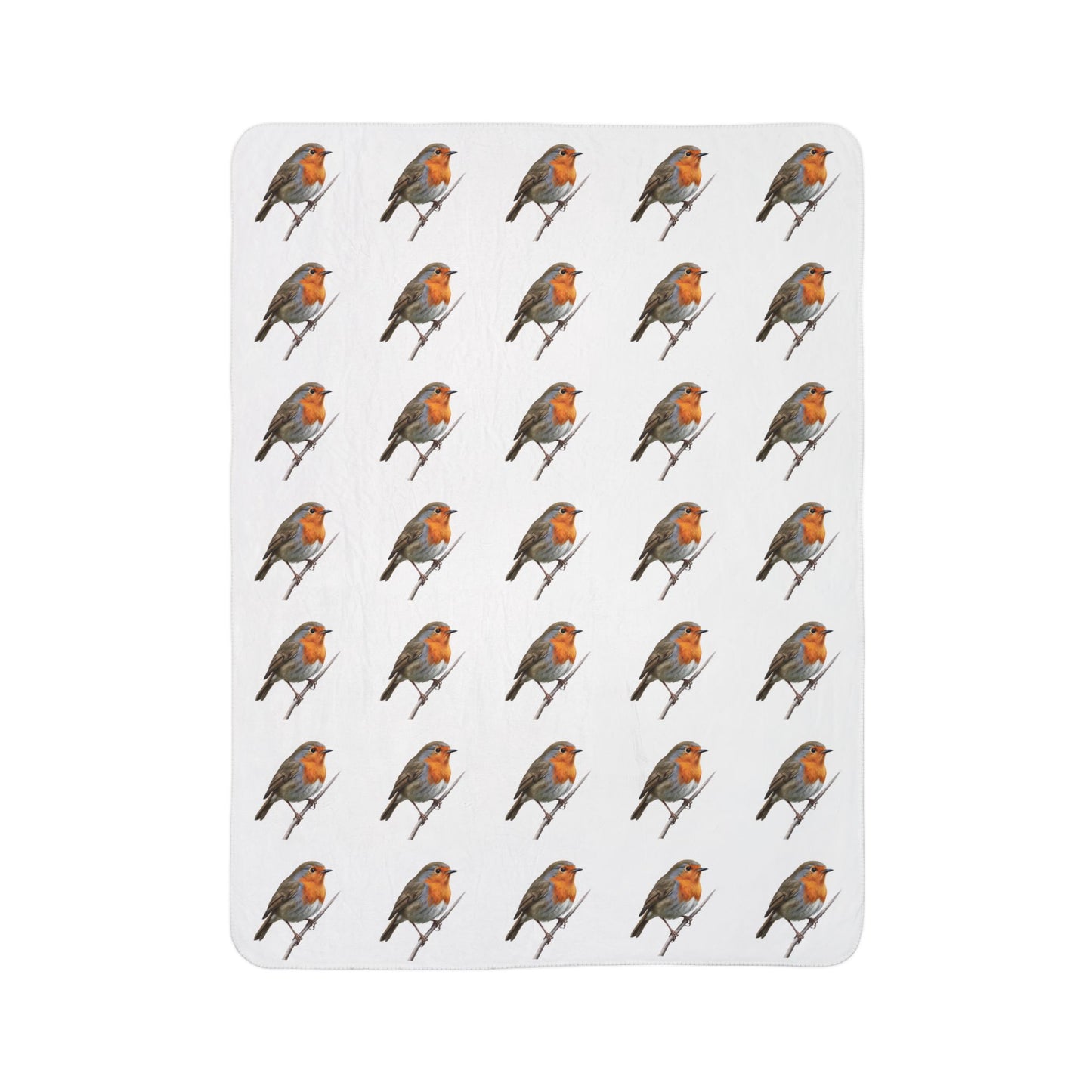 European Robin Art Fleece Sherpa Blanket (60"x80") - Thick, Ultra-Soft & Cozy Throw for Bird Lovers