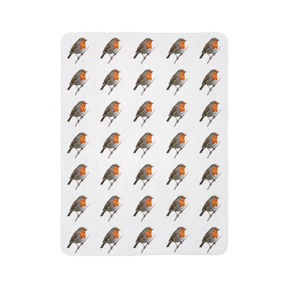 European Robin Art Fleece Sherpa Blanket (60"x80") - Thick, Ultra-Soft & Cozy Throw for Bird Lovers