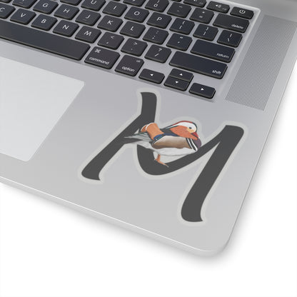 Mandarin Duck Letter M Bird Kiss-Cut Sticker