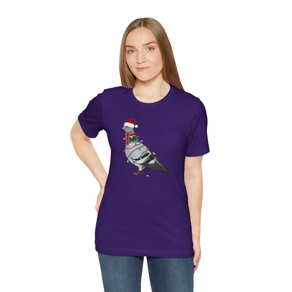 Pigeon with Fairy Lights Christmas Bird T-Shirt