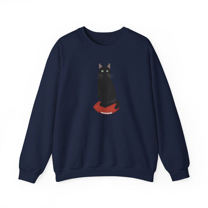 Black Cat with Football Cat Lover Sweatshirt