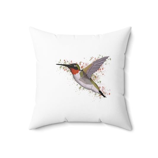 Hummingbird Bird Throw Pillow 18"x18" White